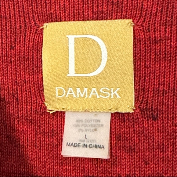 “Damask” Brand Heather Charcoal Grey Red Ultra Soft Women’s Large Zip Cardigan - Picture 5 of 8